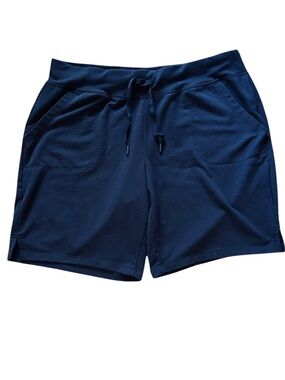 ATHLETIC WORKS navy blue stretch elastic drawstring waist shorts size L (12/14)